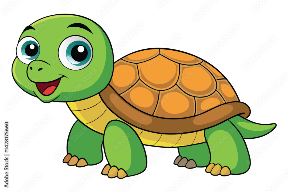 Obraz premium Illustration of Cute Turtle animal on white