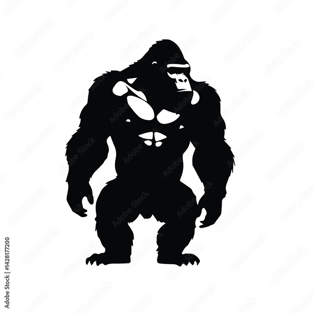 Fototapeta premium black silhouette logo of a gorilla stand 