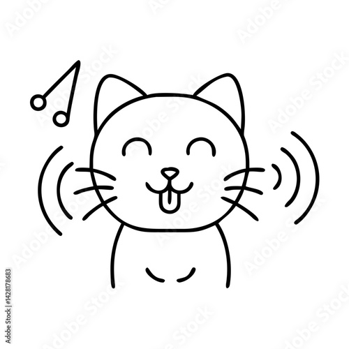 purring kitty sound icon, purring kitty sound line art - simple line art of purring kitty sound, perfect for purring kitty sound logos and icons