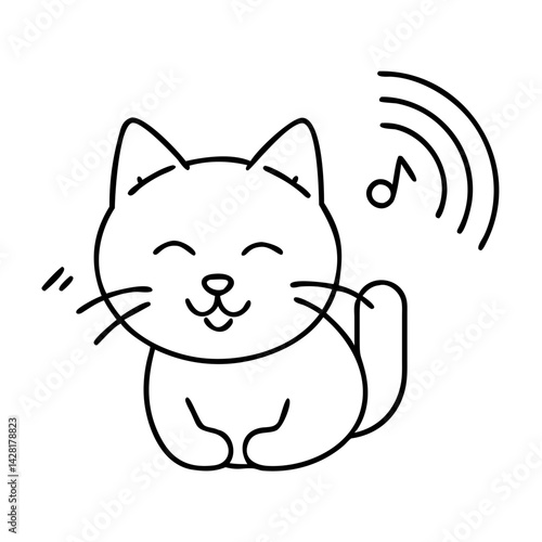purring kitty sound icon, purring kitty sound line art - simple line art of purring kitty sound, perfect for purring kitty sound logos and icons