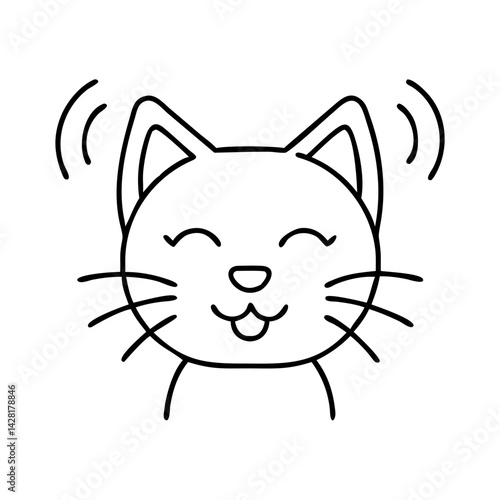 purring kitty sound icon, purring kitty sound line art - simple line art of purring kitty sound, perfect for purring kitty sound logos and icons