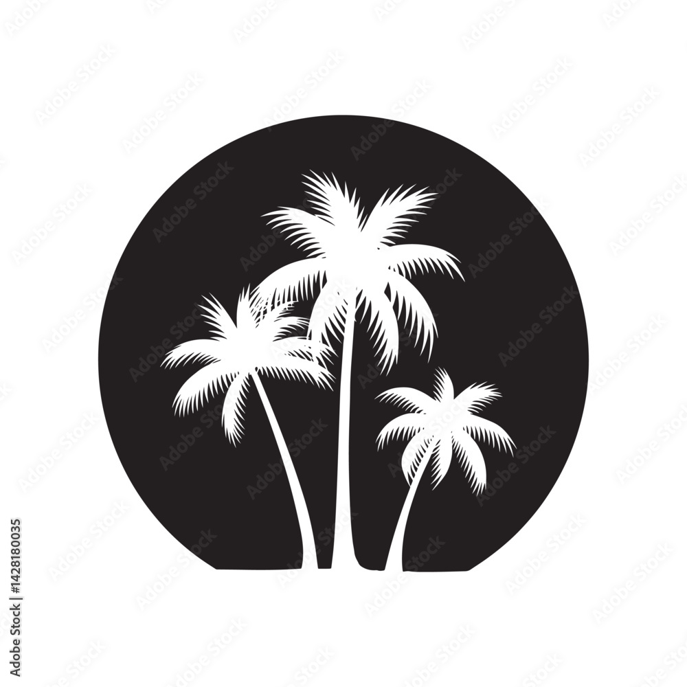 Obraz premium Palm tree, Palm Tree Silhouette Design Vector,