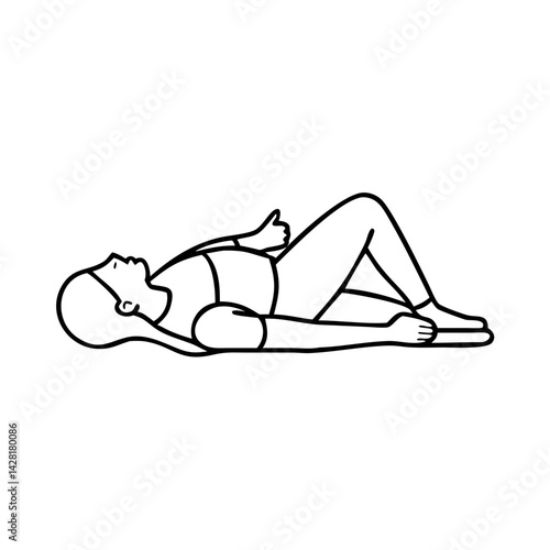 restorative yoga pose icon, restorative yoga pose line art - simple line art of restorative yoga pose, perfect for restorative yoga pose logos and icons