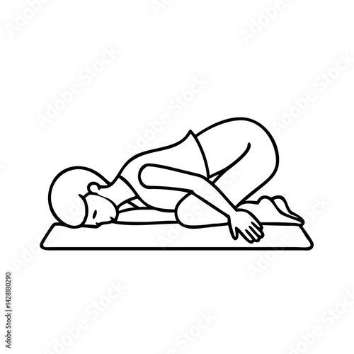restorative yoga pose icon, restorative yoga pose line art - simple line art of restorative yoga pose, perfect for restorative yoga pose logos and icons