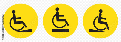 Black and white accessible wheelchair icon Accessibility icon representing a person in a wheelchair. Disabled handicap sign on transparent background. EPS 10.