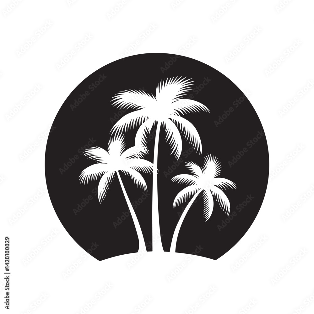 Obraz premium Palm tree, Palm Tree Silhouette Design Vector, 
