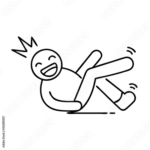  rolling on the floor laughing icon, rolling on the floor laughing line art - simple line art of rolling on the floor laughing, perfect for rolling on the floor laughing logos and icons