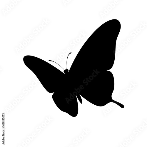 Sideways Flying Butterfly Silhouette Vector