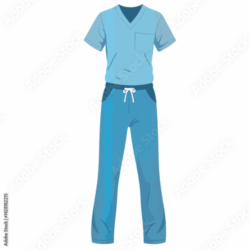 Simple blue hospital scrubs illustration, healthcare uniform design