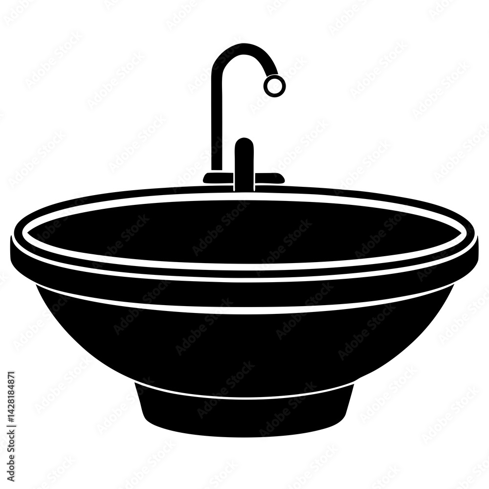Fototapeta premium Bathroom Sink silhouette on white background