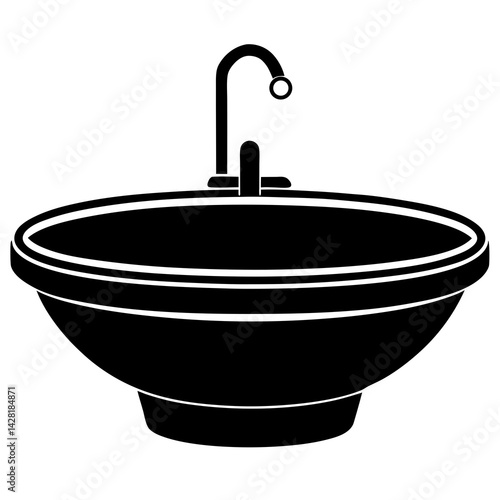 Bathroom Sink silhouette on white background