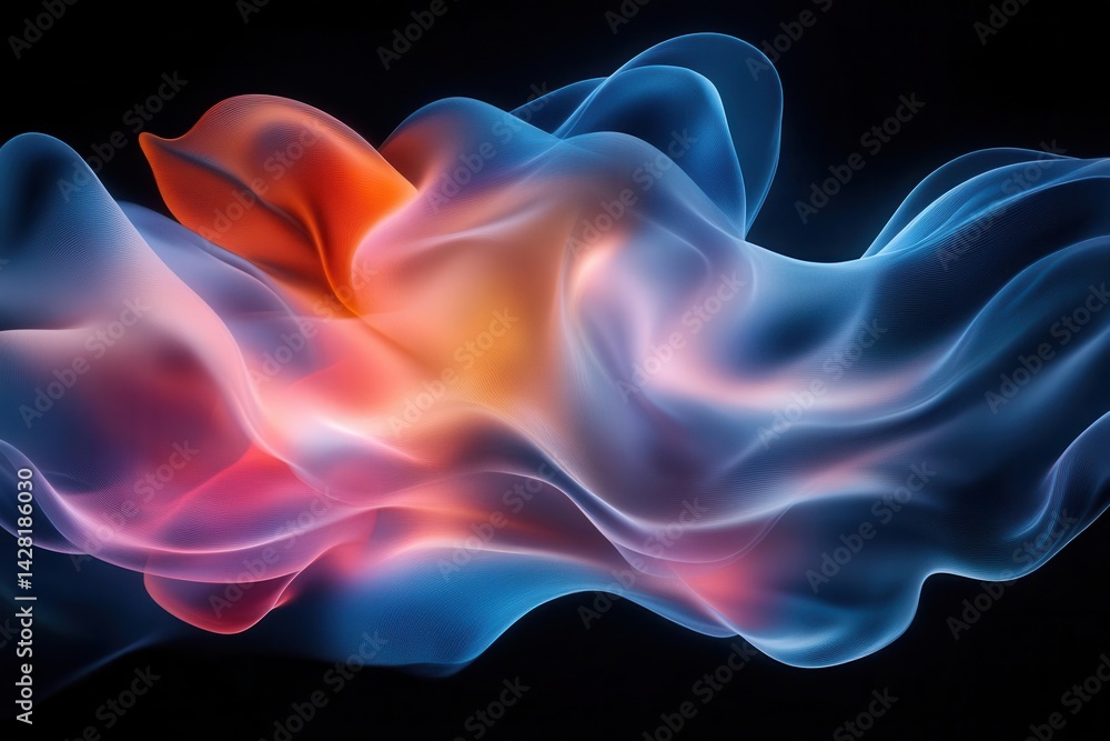 Fototapeta premium Abstract swirling colorful smoke against a black background