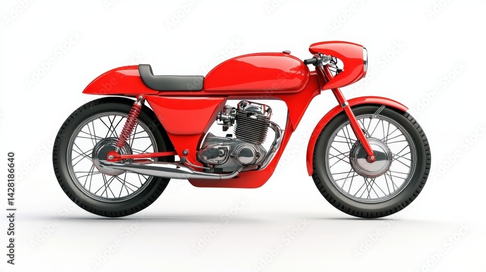 Fototapeta premium Sleek Cafe Racer Motorcycle on Isolated Background
