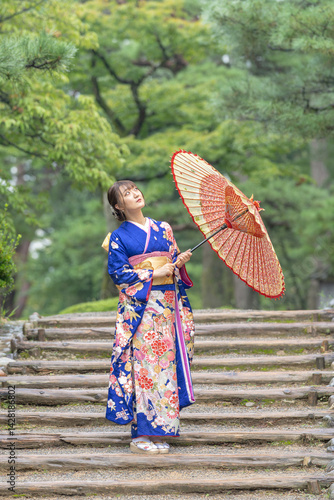Canvas Print A local city in Japan on a rainy summer day