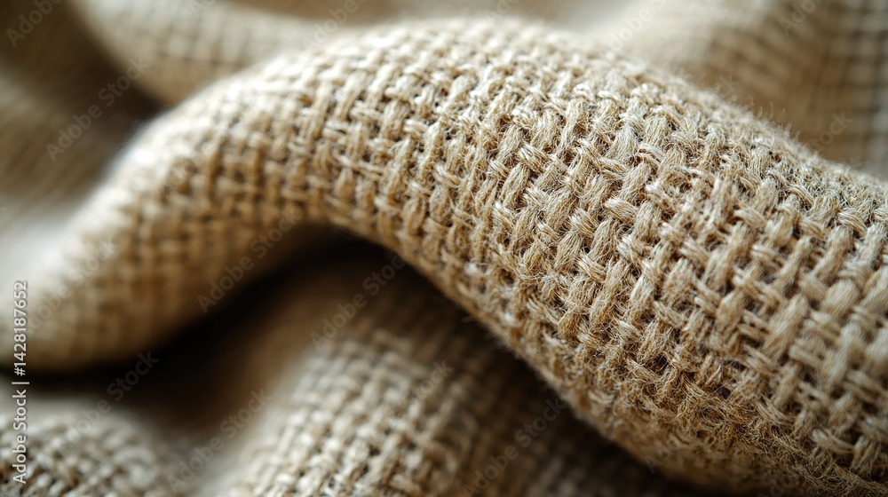 Fototapeta premium Close-Up of Folded Burlap Fabric with Detailed Texture and Soft