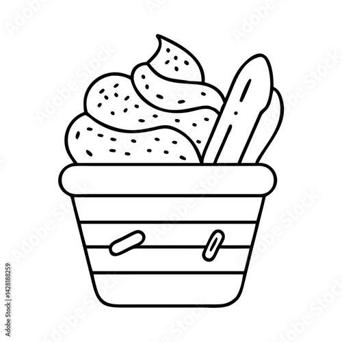tiramisu ice cream icon, tiramisu ice cream line art - simple line art of tiramisu ice cream, perfect for tiramisu ice cream logos and icons