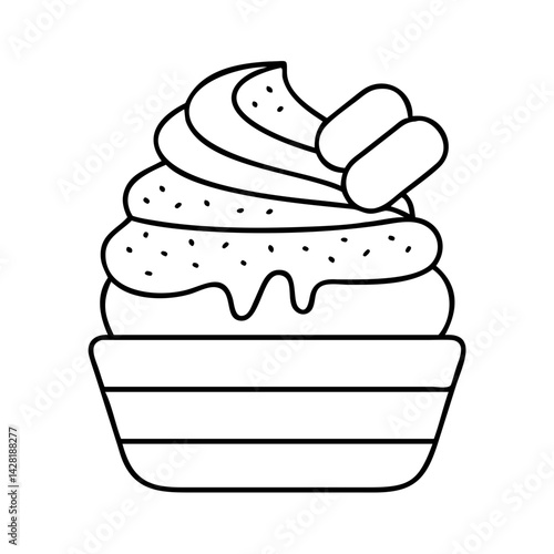 tiramisu ice cream icon, tiramisu ice cream line art - simple line art of tiramisu ice cream, perfect for tiramisu ice cream logos and icons