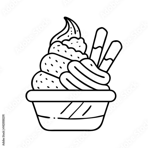 tiramisu ice cream icon, tiramisu ice cream line art - simple line art of tiramisu ice cream, perfect for tiramisu ice cream logos and icons