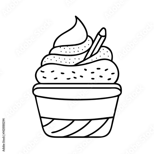 tiramisu ice cream icon, tiramisu ice cream line art - simple line art of tiramisu ice cream, perfect for tiramisu ice cream logos and icons