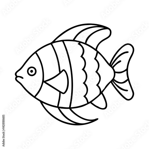 tropical fish icon, tropical fish line art - simple line art of tropical fish, perfect for tropical fish logos and icons