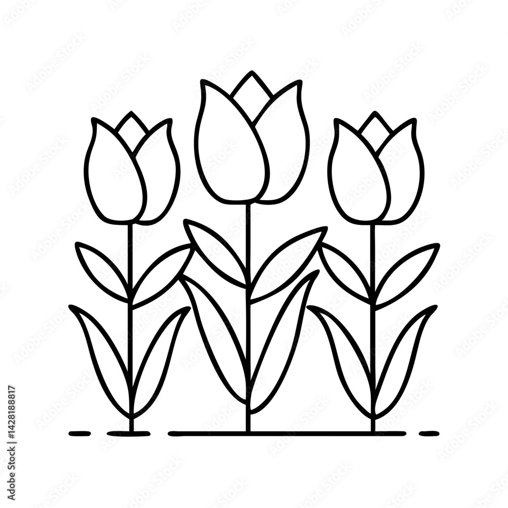 Obraz premium tulips in ottawa icon, tulips in ottawa line art - simple line art of tulips in ottawa, perfect for tulips in ottawa logos and icons