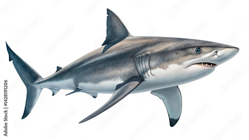 Fototapeta premium Ocean Shark Isolated on White 