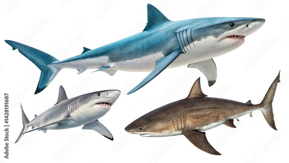 Fototapeta premium High Quality Shark Image on White 