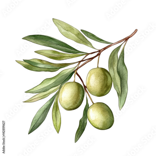 Wallpaper Mural green olives with leaves on branch Torontodigital.ca