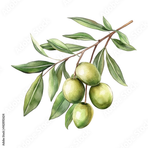 Wallpaper Mural green olives with leaves on branch Torontodigital.ca