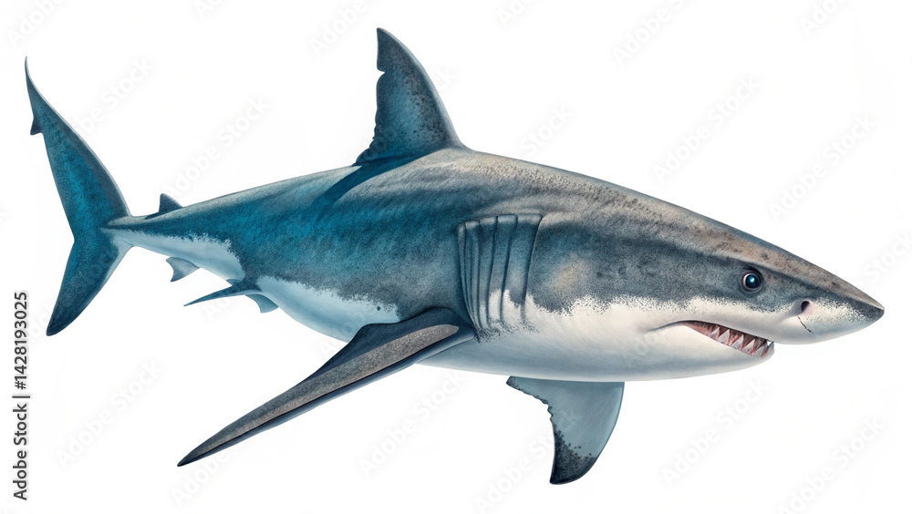 Fototapeta premium Realistic Shark with White Background 
