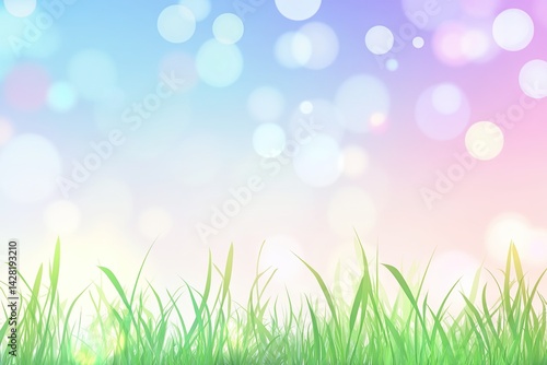 Pastel colored background with grass