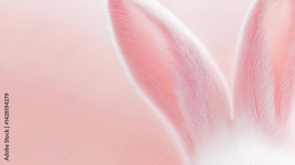 Close-up of a pair of white rabbit ears. the ears are elongated and pointed, with a soft pink hue. the background is a light peach color, and the ears are outlined in a darker shade of pink. Close-up of a pair of white rabbit ears. the ears are elongated and pointed, with a soft pink hue. the background is a light peach color, and the ears are outlined in a darker shade of pink.
