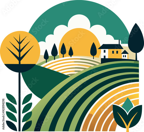 Abstract Farmland Illustration