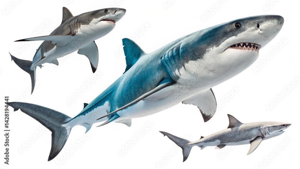 Obraz premium Shark Profile Isolated on White 