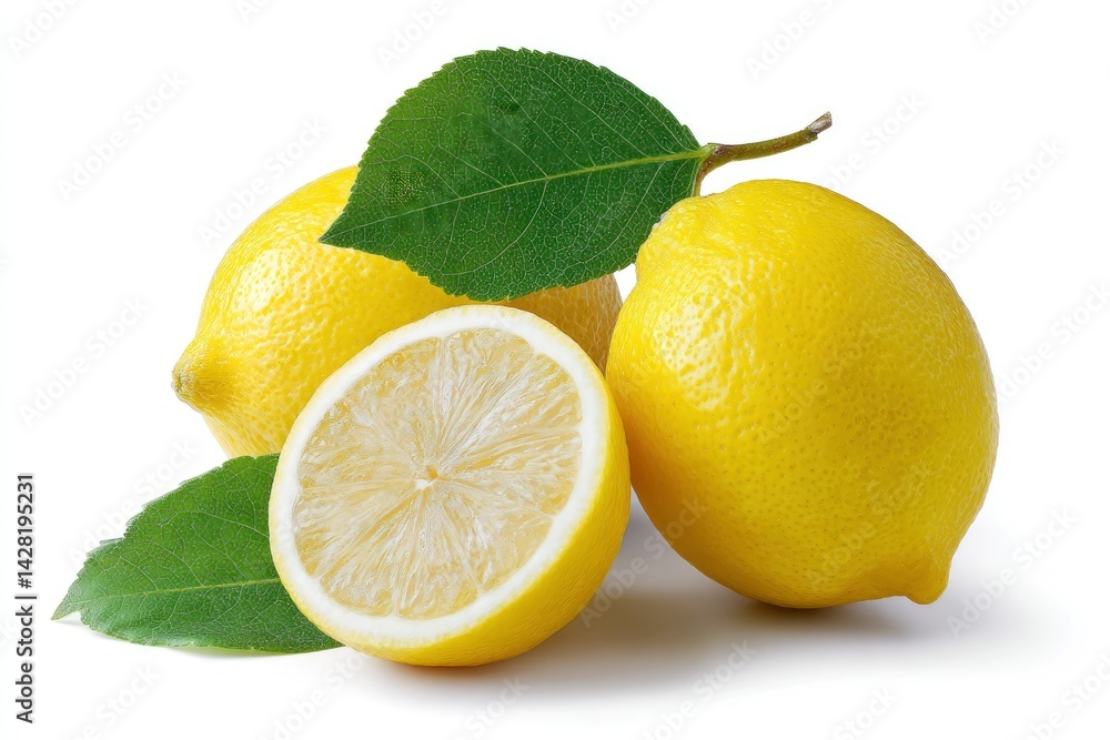 Lemon and Leaf on White Background Lemon and Leaf on White Background