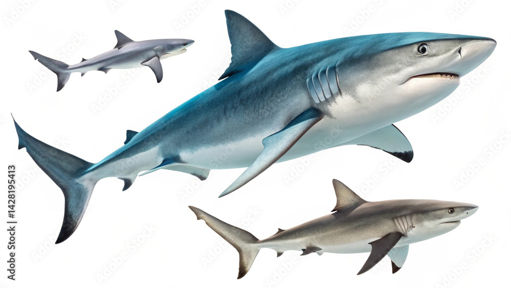 Naklejka premium Shark Image on White Background 
