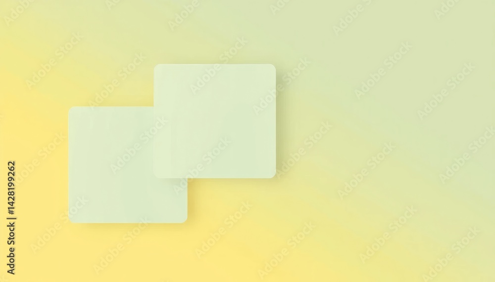 Two Blank Pastel Green Notepads on Yellow Background Two Blank Pastel Green Notepads on Yellow Background