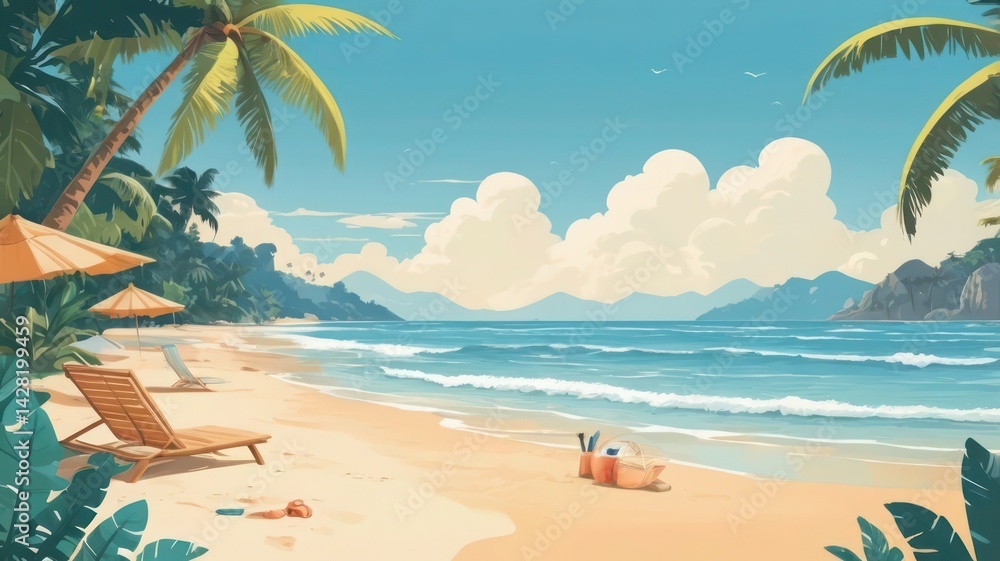 Obraz premium summer vacation postcard tropical beach background