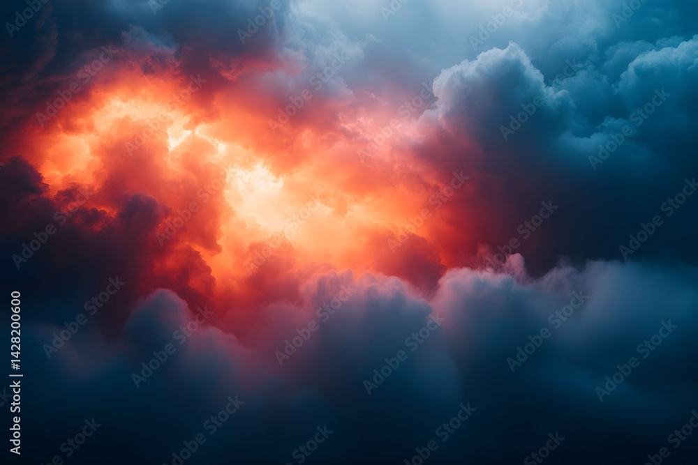 Fototapeta premium Dramatic Fiery Sunset Cloudscape for Inspirational Designs and Posters