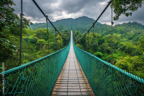 premium quality image of bhumibol suspension bridge in thailand