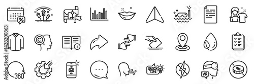 Breathing exercise, Antistatic and Leaf dew line icons pack. Share, Message, Paper plane icons. No cash, Voting ballot, Clean shirt web icon. Vector