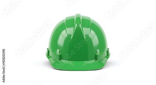 green construction helmet isolated on white background for safety gear. generative ai