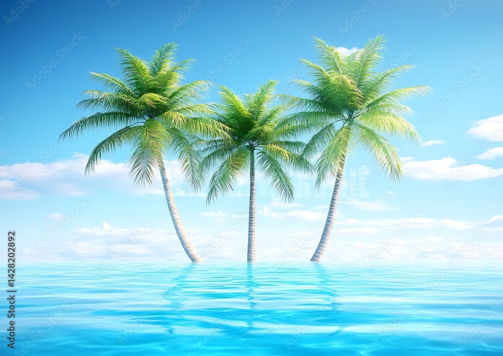 Tropical Palms with Ocean Paradise. Tropical Palms with Ocean Paradise.