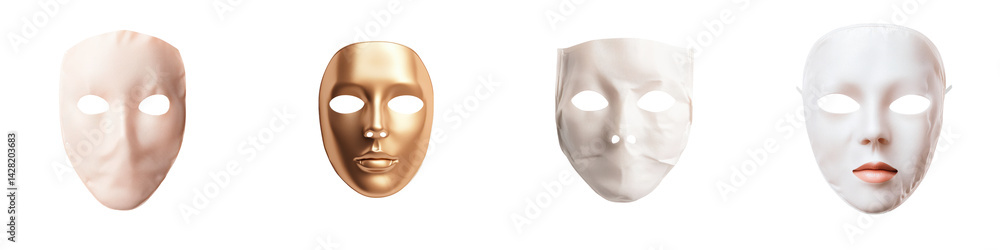 Collection of theatrical masks in different colors and designs Collection of theatrical masks in different colors and designs