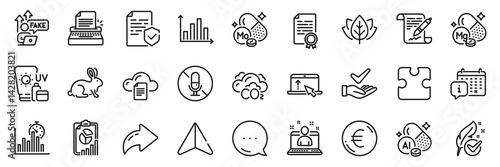 Fake internet, Euro money and Co2 line icons pack. Share, Message, Paper plane icons. Puzzle, Hypoallergenic tested, Report timer web icon. Vector