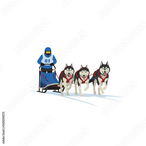 Dog Sledding Adventure with Huskies in a Winter Landscape  