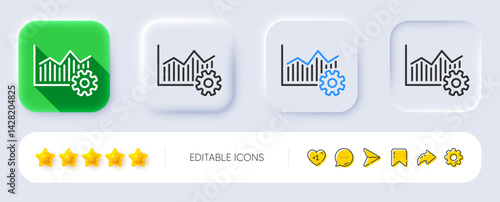 Operational excellence line icon. Neumorphic, Flat shadow, 3d buttons. Cogwheel sign. Line operational excellence icon. Social media icons. Vector