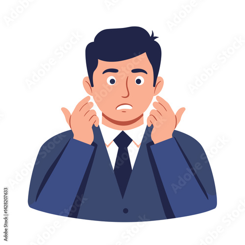 Nervous job candidate expressing anxiety in a professional setting  