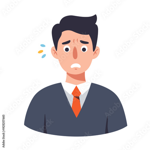 Nervous job candidate showing anxiety in a simple illustration  