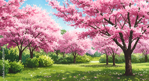 Watercolor Painting Of Cherry Blossom  Prunus Serrulata 